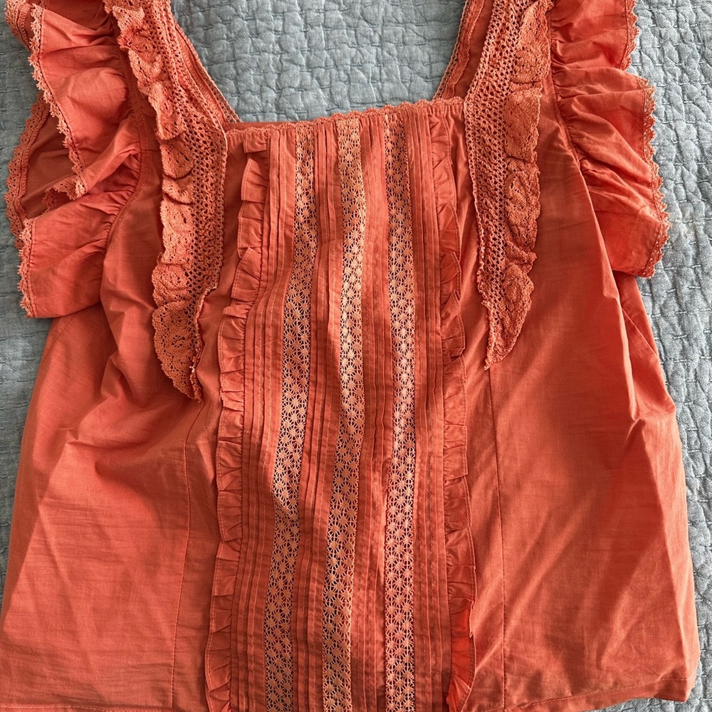 Bohme XL Women's Orange Ruffled Top